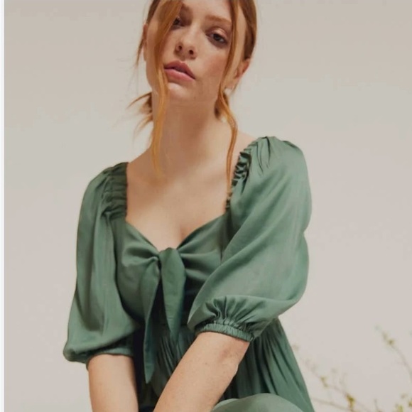 Sam Front Tie satin Dress in Lagoon - Picture 2 of 13